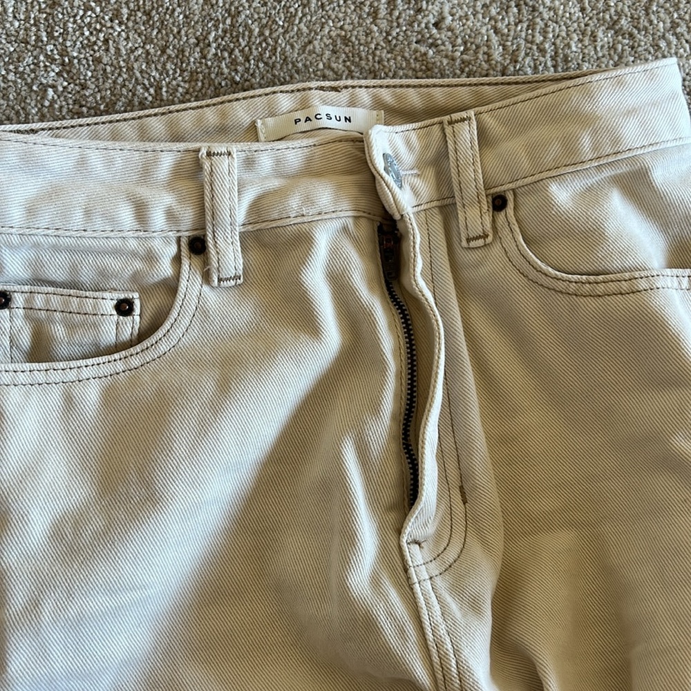 Pacsun 90's Boyfriend Cream Denim Distressed Jeans Destroyed Denim Jeans Size 25 - Picture 7 of 7